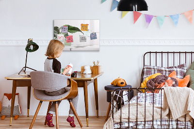 Tableau effaçable magnétique Des plantes et des souvenirs sur le mur