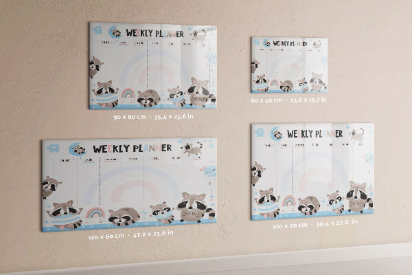 Tableau magnétique effaçable Agenda hebdomadaire avec des animaux joyeux