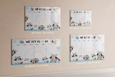 Tableau magnétique effaçable Agenda hebdomadaire avec des animaux joyeux