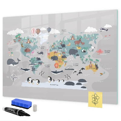 Tableau effaçable magnétique Carte d'aventure avec des lieux à découvrir