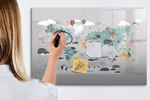 Tableau effaçable magnétique Carte d'aventure avec des lieux à découvrir