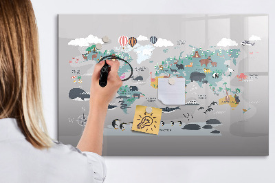 Tableau effaçable magnétique Carte d'aventure avec des lieux à découvrir