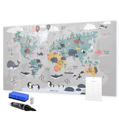 Tableau effaçable magnétique Carte d'aventure avec des lieux à découvrir