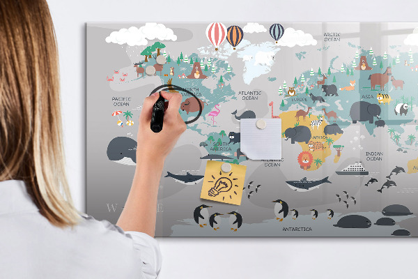 Tableau effaçable magnétique Carte d'aventure avec des lieux à découvrir