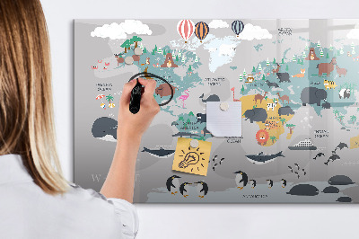 Tableau effaçable magnétique Carte d'aventure avec des lieux à découvrir