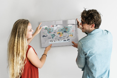 Tableau effaçable magnétique Carte d'aventure avec des lieux à découvrir