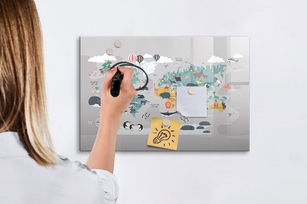Tableau effaçable magnétique Carte d'aventure avec des lieux à découvrir