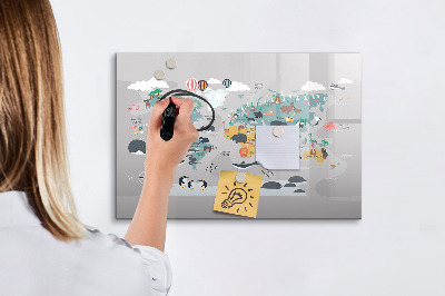 Tableau effaçable magnétique Carte d'aventure avec des lieux à découvrir