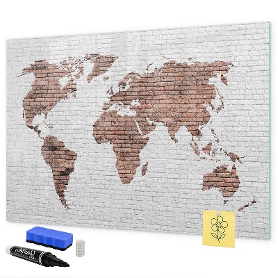 Tableau magnétique effaçable Carte du monde avec emplacements de photos