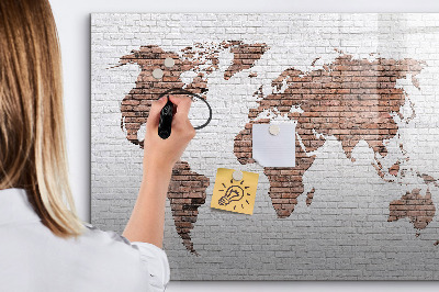 Tableau magnétique effaçable Carte du monde avec emplacements de photos
