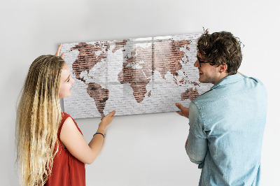 Tableau magnétique effaçable Carte du monde avec emplacements de photos