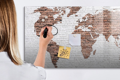 Tableau magnétique effaçable Carte du monde avec emplacements de photos