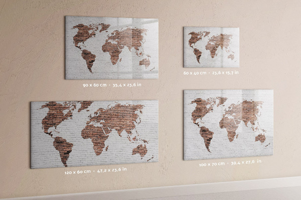 Tableau magnétique effaçable Carte du monde avec emplacements de photos