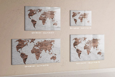 Tableau magnétique effaçable Carte du monde avec emplacements de photos