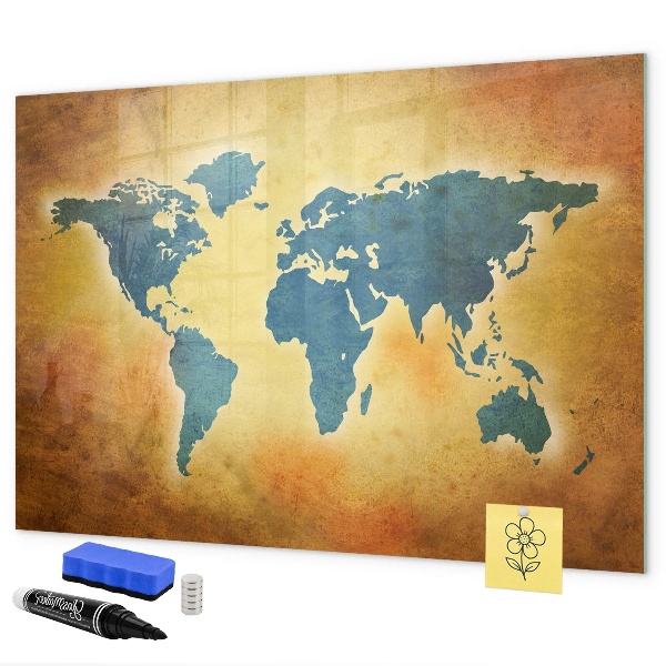 Tableau effaçable magnétique Carte du monde avec espace pour les photos