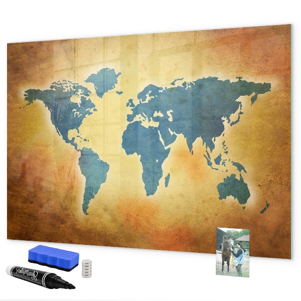 Tableau effaçable magnétique Carte du monde avec espace pour les photos
