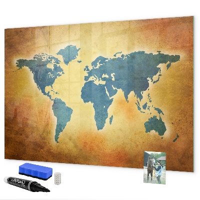 Tableau effaçable magnétique Carte du monde avec espace pour les photos