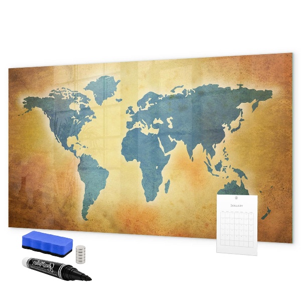 Tableau effaçable magnétique Carte du monde avec espace pour les photos