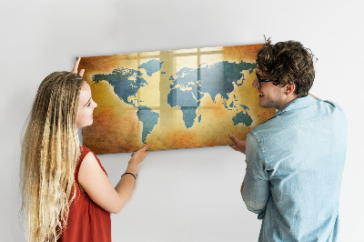 Tableau effaçable magnétique Carte du monde avec espace pour les photos