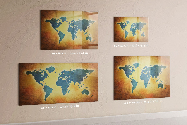 Tableau effaçable magnétique Carte du monde avec espace pour les photos