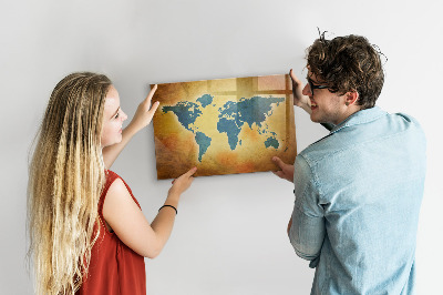 Tableau effaçable magnétique Carte du monde avec espace pour les photos