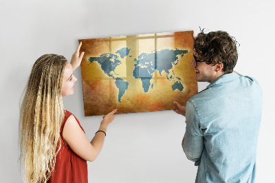 Tableau effaçable magnétique Carte du monde avec espace pour les photos