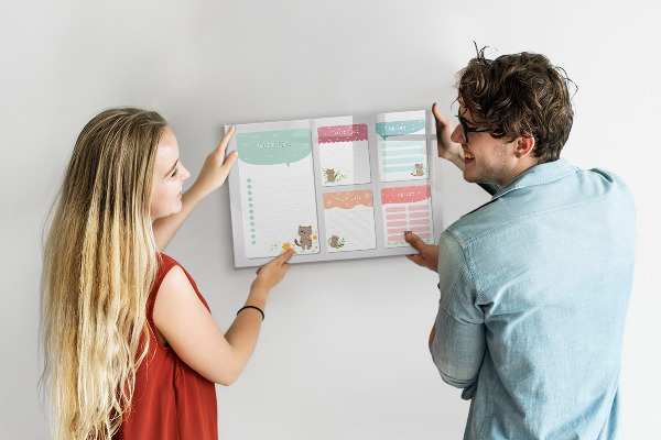 Tableau magnétique effaçable Planifier avec joie et créativité