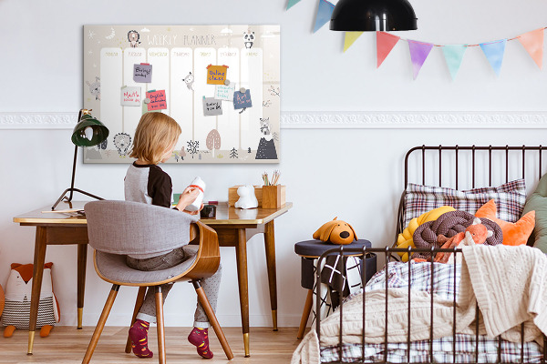 Tableau magnétique effaçable Agenda hebdomadaire avec des animaux colorés