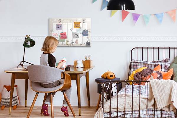 Tableau magnétique effaçable Agenda hebdomadaire avec des animaux colorés