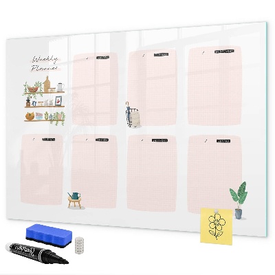 Tableau effaçable magnétique Agenda hebdomadaire avec espace pour photos