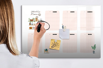 Tableau effaçable magnétique Agenda hebdomadaire avec espace pour photos