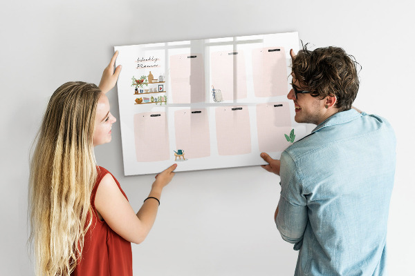 Tableau effaçable magnétique Agenda hebdomadaire avec espace pour photos