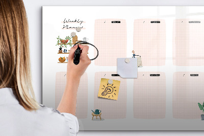 Tableau effaçable magnétique Agenda hebdomadaire avec espace pour photos