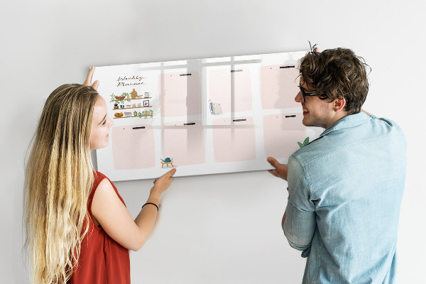 Tableau effaçable magnétique Agenda hebdomadaire avec espace pour photos