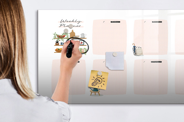Tableau effaçable magnétique Agenda hebdomadaire avec espace pour photos