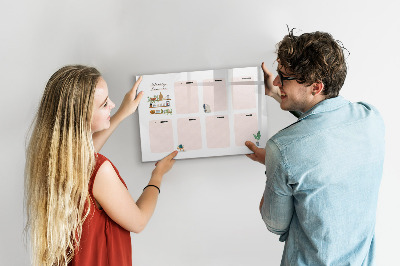 Tableau effaçable magnétique Agenda hebdomadaire avec espace pour photos