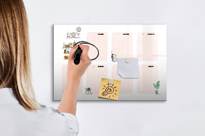 Tableau effaçable magnétique Agenda hebdomadaire avec espace pour photos