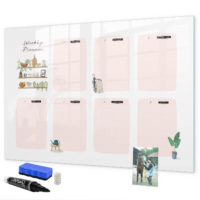 Tableau effaçable magnétique Agenda hebdomadaire avec espace pour photos