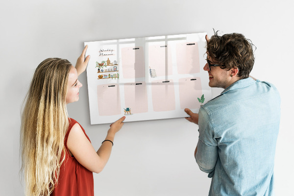 Tableau effaçable magnétique Agenda hebdomadaire avec espace pour photos