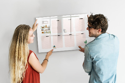 Tableau effaçable magnétique Agenda hebdomadaire avec espace pour photos