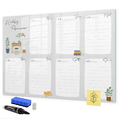 Tableau magnétique effaçable Agenda hebdomadaire avec espace pour photos
