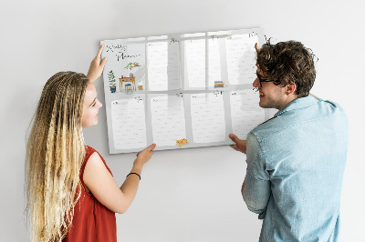 Tableau magnétique effaçable Agenda hebdomadaire avec espace pour photos