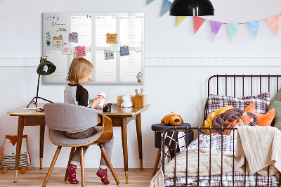 Tableau magnétique effaçable Agenda hebdomadaire avec espace pour photos