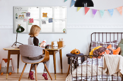 Tableau magnétique effaçable Agenda hebdomadaire avec espace pour photos