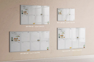 Tableau magnétique effaçable Agenda hebdomadaire avec espace pour photos