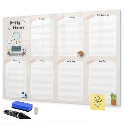 Tableau effaçable magnétique Agenda hebdomadaire avec espace pour photos