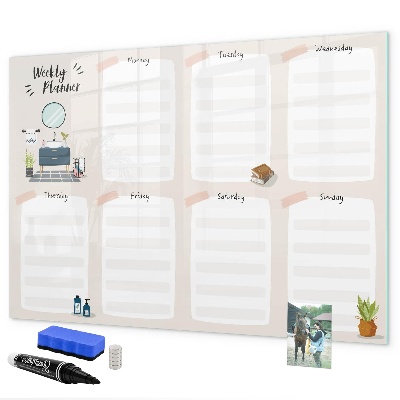 Tableau effaçable magnétique Agenda hebdomadaire avec espace pour photos