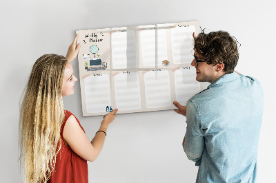 Tableau effaçable magnétique Agenda hebdomadaire avec espace pour photos