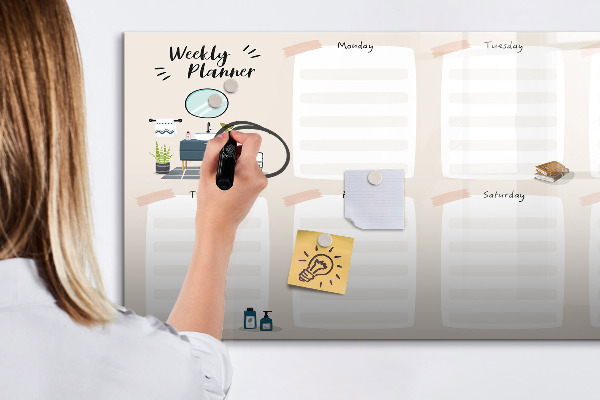 Tableau effaçable magnétique Agenda hebdomadaire avec espace pour photos