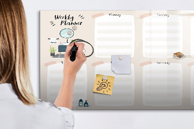 Tableau effaçable magnétique Agenda hebdomadaire avec espace pour photos